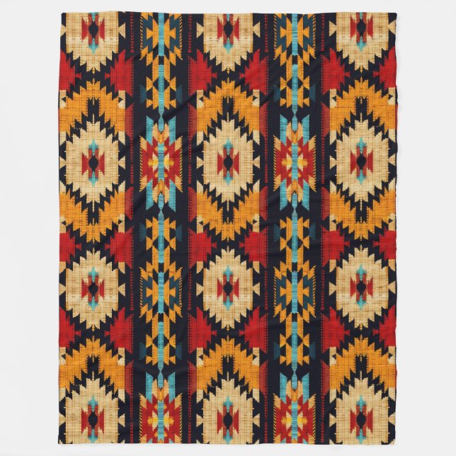 Manta Polar Patrón de arte tribal a rayas (Anverso)