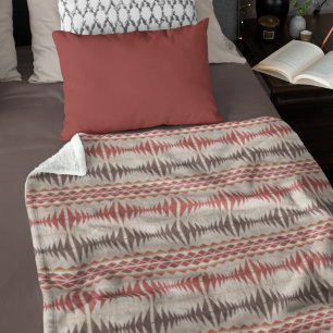 Manta Polar Patrón de arte tribal beige taupe rojo marrón oscu
