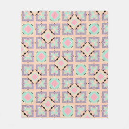 Manta Polar Patrón de baldosas geométricas pastel | Rosa menta