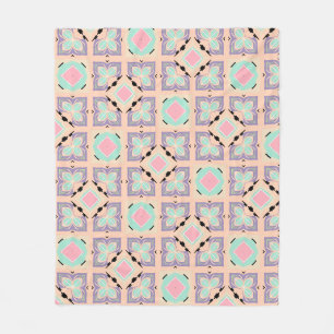 Manta Polar Patrón de baldosas geométricas pastel   Rosa menta