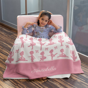 Manta Polar Patrón de ballet Niña Ballerina Purpurina Rosa