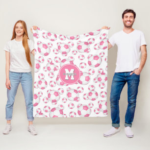 Manta Polar patrón de baloncesto de fútbol femenino blanco ros