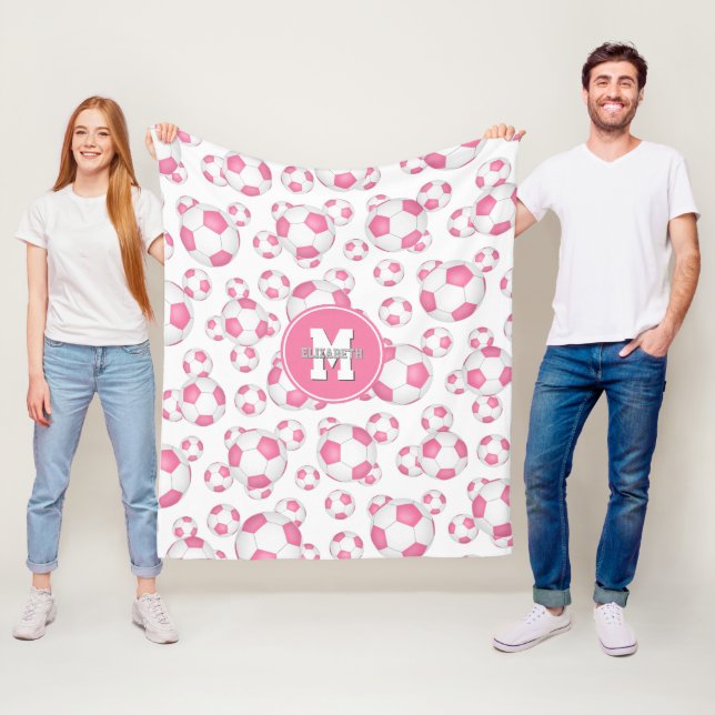 Manta Polar patrón de baloncesto de fútbol femenino blanco ros (In situ)
