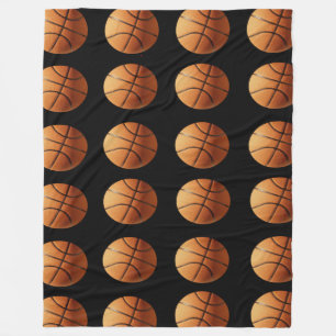 Manta Polar Patrón De Baloncesto naranja Y Negro, Grande