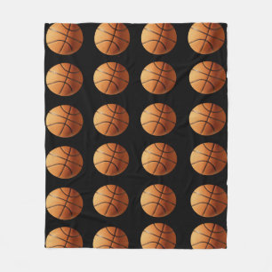 Manta Polar Patrón De Baloncesto naranja Y Negro, Medio