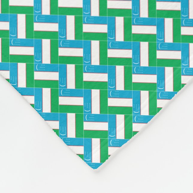 Manta Polar Patrón de bandera de Uzbekistán en mosaico (Esquina)