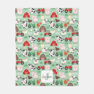 Manta Polar Patrón de Barnyard Granja Animal Cute Niños