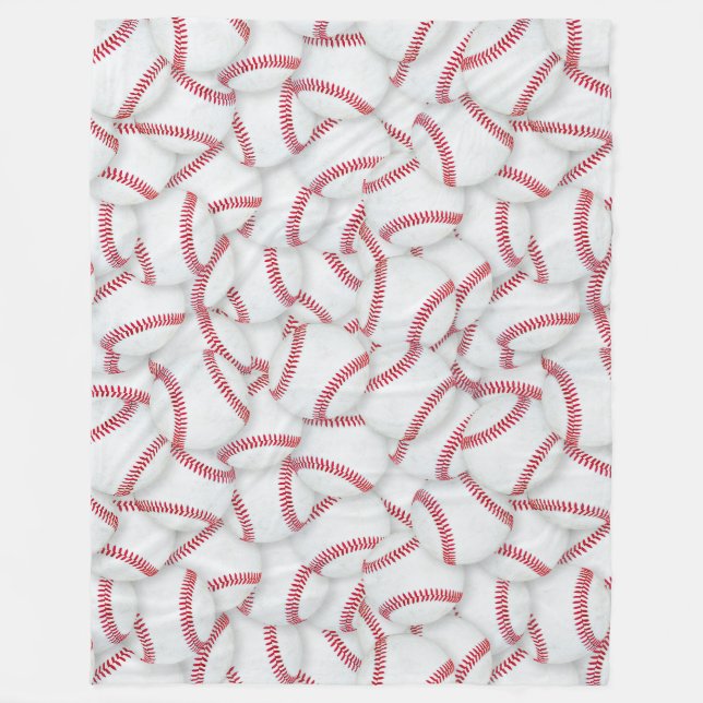 Manta Polar Patrón de Baseballs en capas (Anverso)