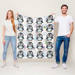 Manta Polar Patrón de bebé de Penguin Cute Kawaii