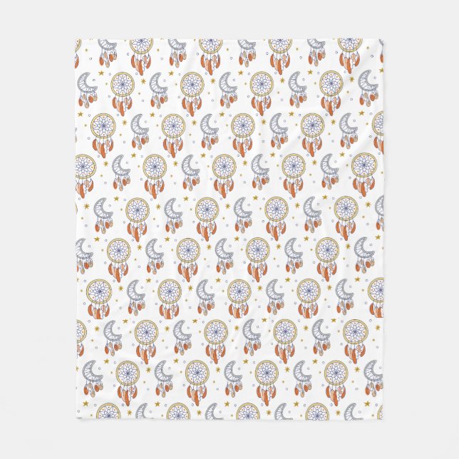 Manta Polar Patrón de boho de manala retro caprichoso (Anverso)
