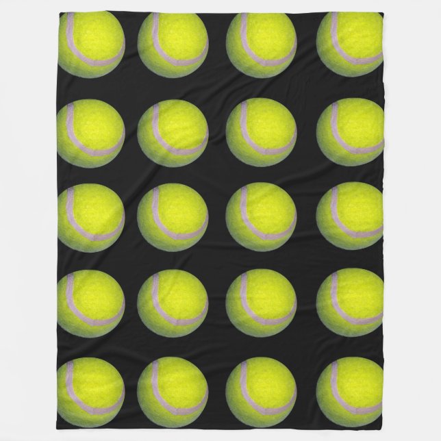 Manta Polar Patrón de bola de tenis negro amarillo, (Anverso)