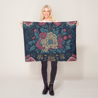 Manta Polar Patrón de bordado mexicano tradicional