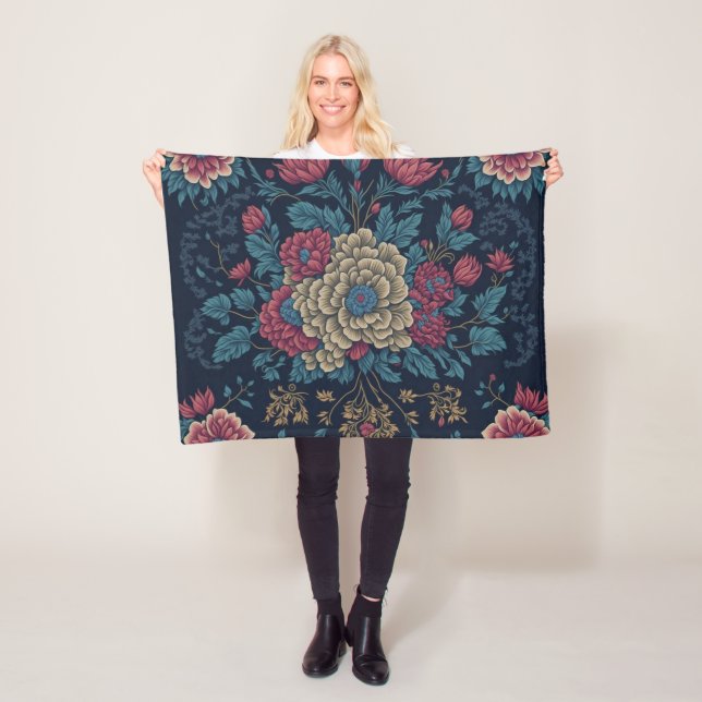 Manta Polar Patrón de bordado mexicano tradicional (In situ)