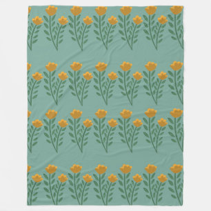 Manta Polar Patrón de borde de flor naranja