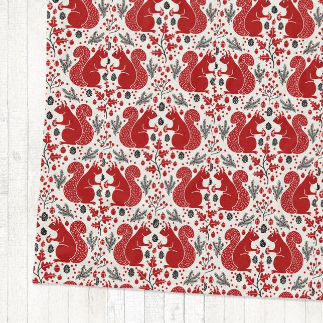 Manta Polar Patrón de bosque de ardillas (Red squirrel woodland forest nature pattern cozy fleece blanket)