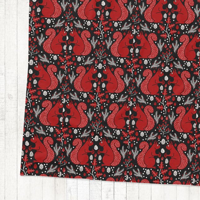 Manta Polar Patrón de bosque de ardillas (Red squirrel forest woodland pattern cozy fleece blanket)