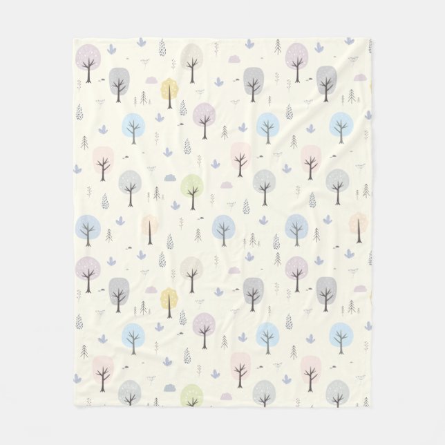 Manta Polar Patrón de bosque escandinavo sin foco (Anverso)