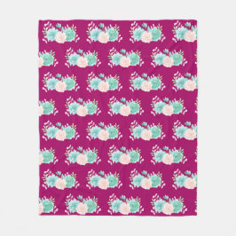 Manta Polar Patrón de Bouquet Pastel Rosa y Verde Floral