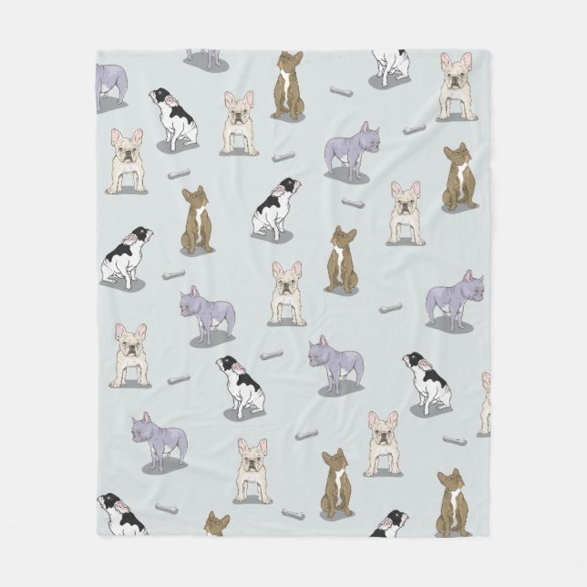 Manta Polar Patrón de bulldog francés (Anverso)