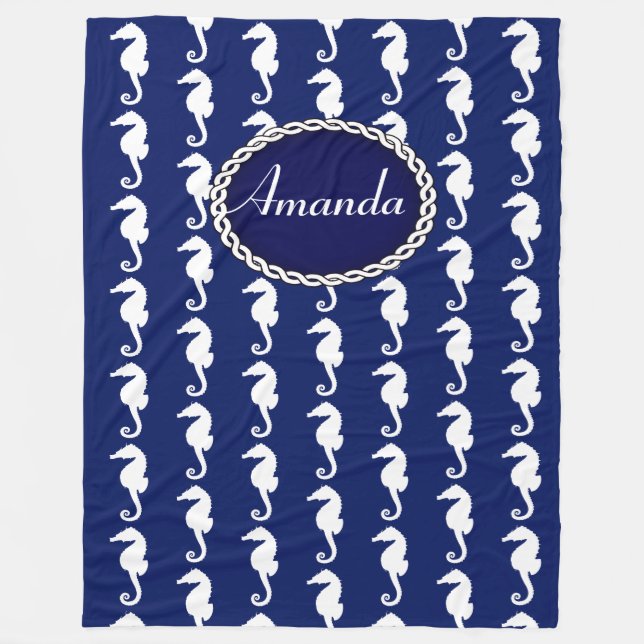 Manta Polar Patrón de caballitos de mar sin mar (Anverso)