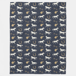 Manta Polar Patrón de caballos Gold y Ivory English