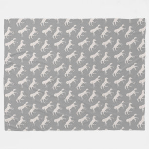 Manta Polar Patrón de caballos gris galopantes