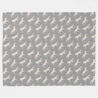 Manta Polar Patrón de caballos gris galopantes
