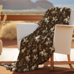 Manta Polar Patrón de caballos occidentales de Rodeo Cowboy