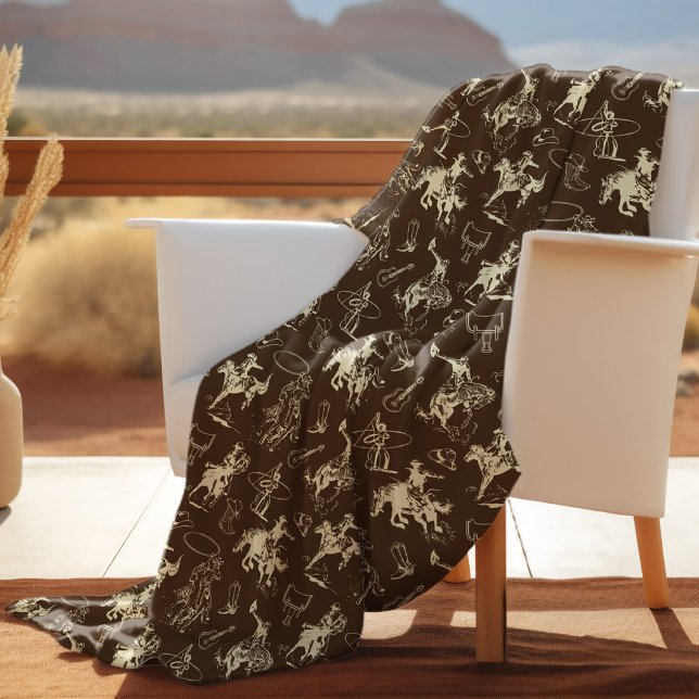 Manta Polar Patrón de caballos occidentales de Rodeo Cowboy (Subido por el creador)