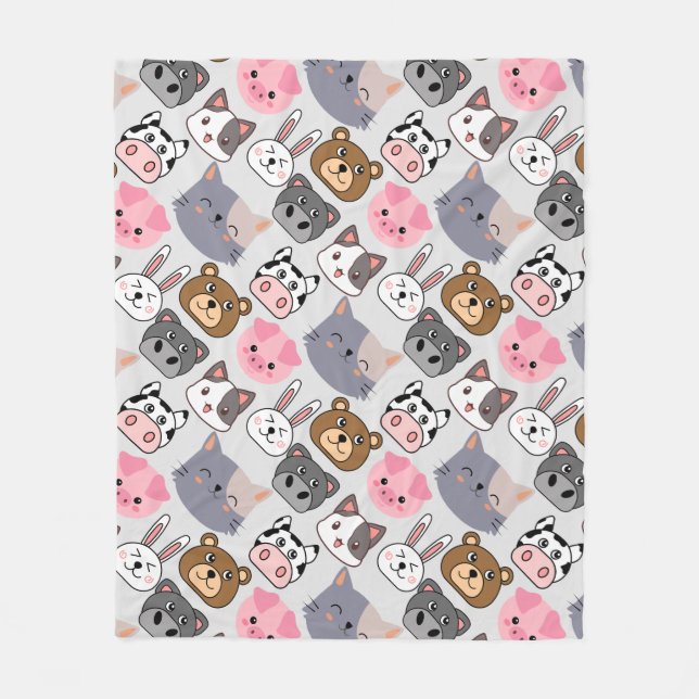 Manta Polar patrón de cabezas de personalizado.w BG fuera de b (Anverso)