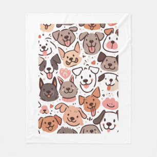 Manta Polar Patrón de Cachorros Felices 1