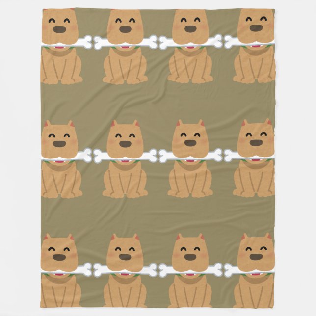 Manta Polar Patrón de cachorros y huesos (Anverso)