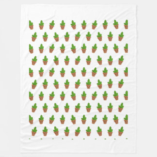 Manta Polar Patrón de cactus en blanco