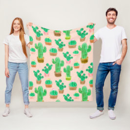 Manta Polar Patrón de cactus pulido de mano