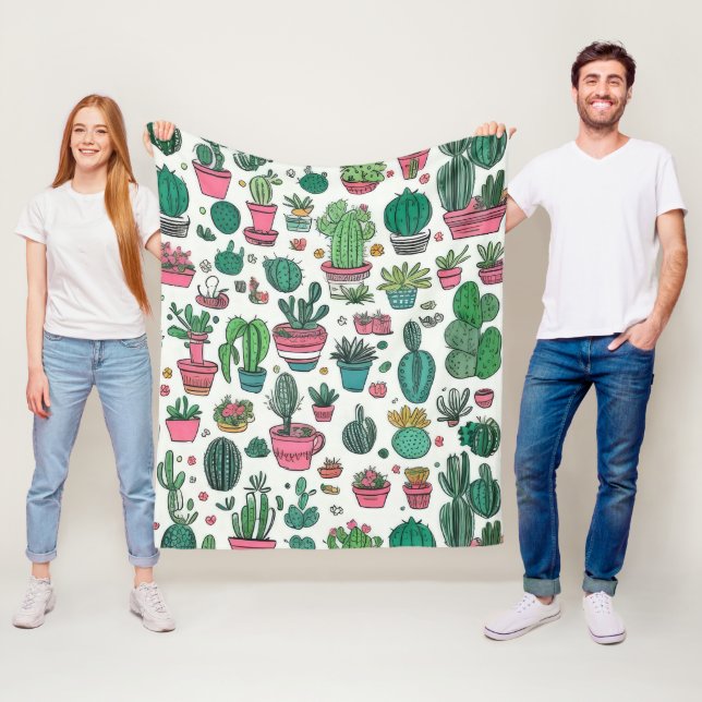 Manta Polar Patrón de Cactus Succulent (In situ)