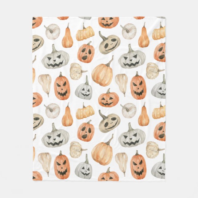 Manta Polar Patrón de calabaza de acuarela divertida (Anverso)