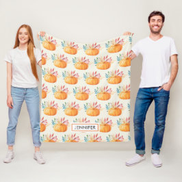 Manta Polar Patrón de calabaza de color de agua Naranja suave