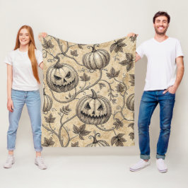Manta Polar Patrón de calabaza de Halloween vintage con viñeta