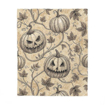 Patrón de calabaza de Halloween vintage con viñeta