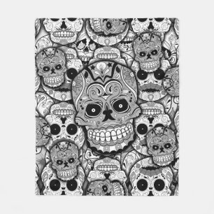 Manta Polar Patrón de calaveras azucareras