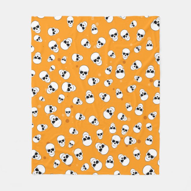 Manta Polar Patrón de Calaveras de Halloween (Anverso)