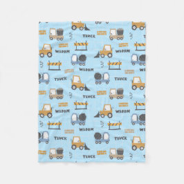 Manta Polar Patrón de camiones de construcción azul