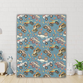 Manta Polar Patrón de Camiones Monstruos Acuarela para Niños M