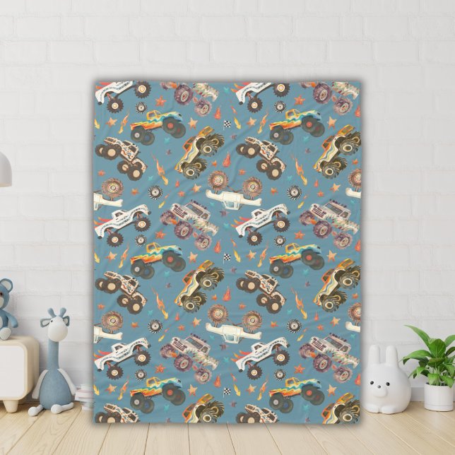 Manta Polar Patrón de Camiones Monstruos Acuarela para Niños M (Subido por el creador)