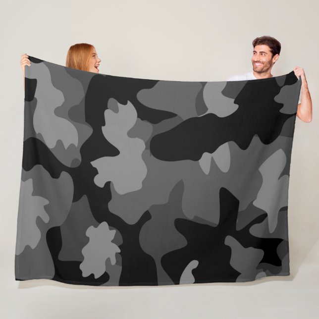 Manta Polar Patrón de camo negro gris (In situ)
