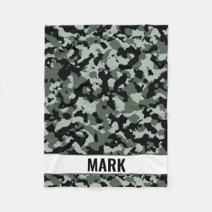 Manta Polar Patrón de camuflaje verde nombre personalizado