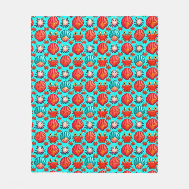 Manta Polar Patrón de cangrejos y cascos Personalizados juguet (Anverso)