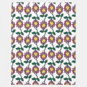 Manta Polar Patrón de Cara de Flor Sonriente Caprichosa