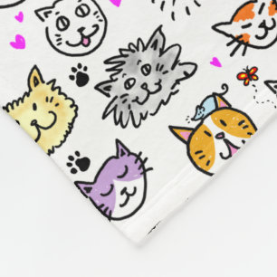 Manta Polar Patrón de caras de gato caprichoso