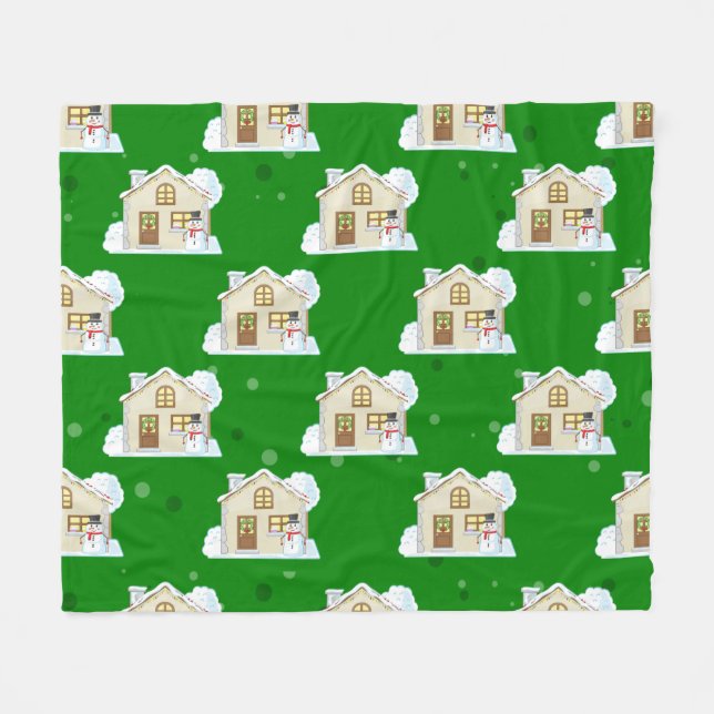 Manta Polar Patrón de Casa de Navidad  (Frente (Horizontal))